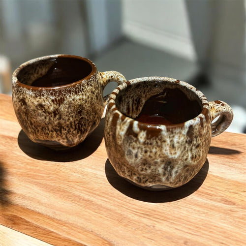 Handmade Ceramic Coffee Mugs – Earthy Brown Glaze (Set of 2)