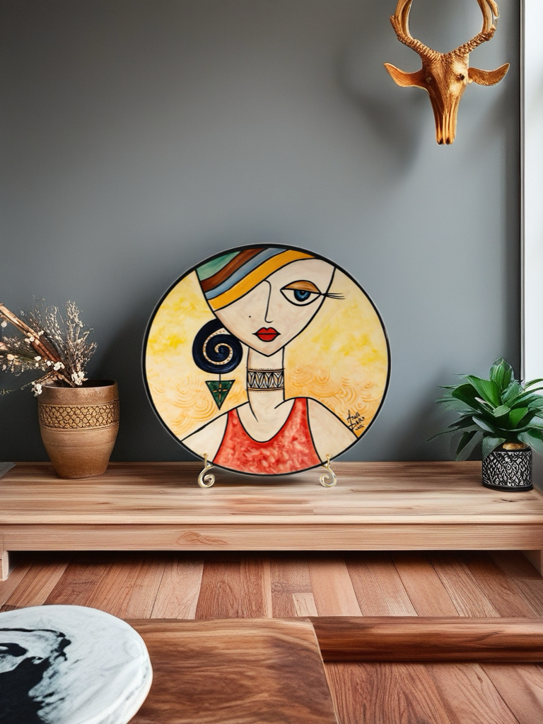 Handmade Decorative Plate – Red Clay & White Clay Finish (One of a Kind)