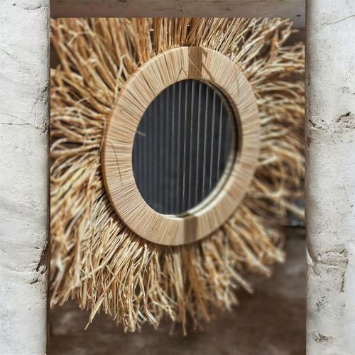 Handcrafted Natural Fiber Sunburst Mirror