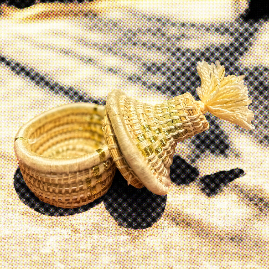 Mini Handwoven Storage Basket with Lid & Tassel
