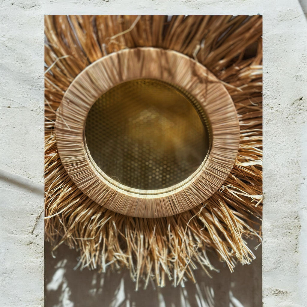 Handcrafted Natural Fiber Sunburst Mirror