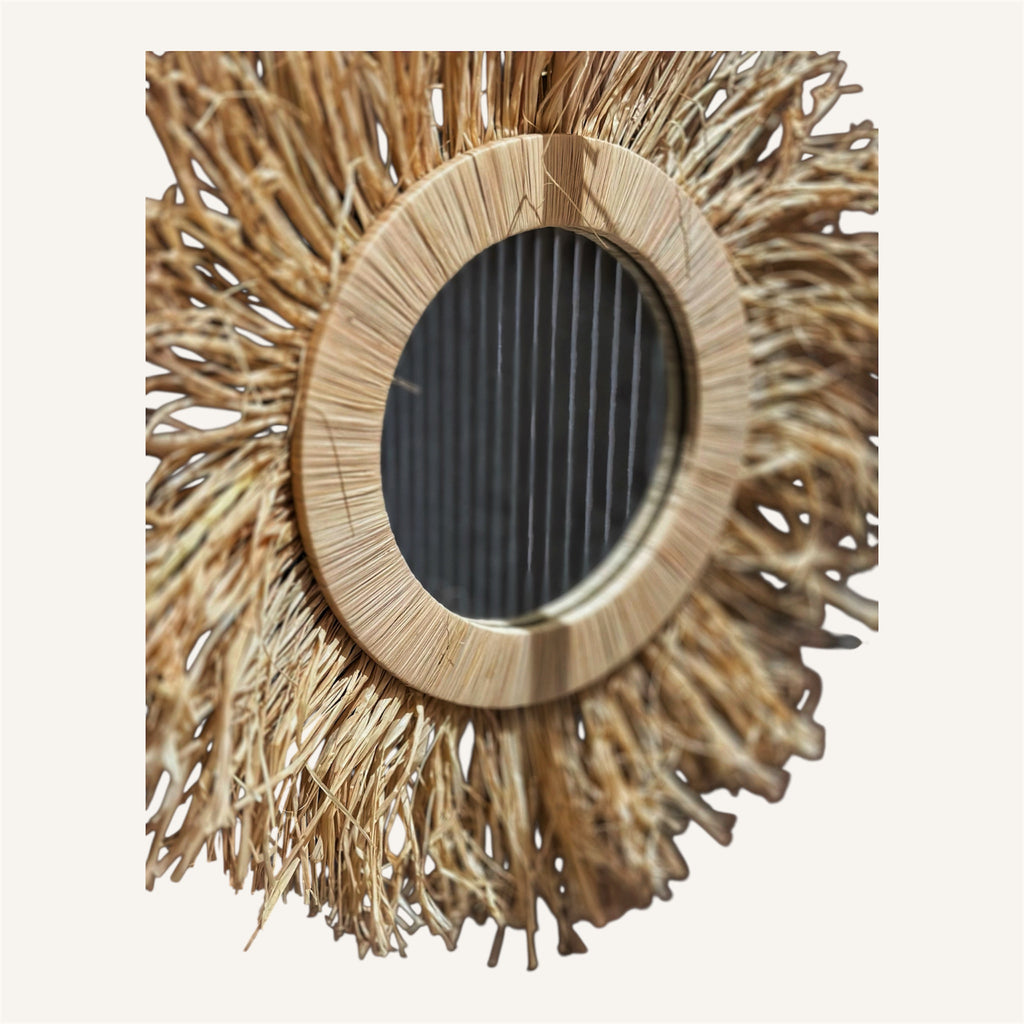 Handcrafted Natural Fiber Sunburst Mirror