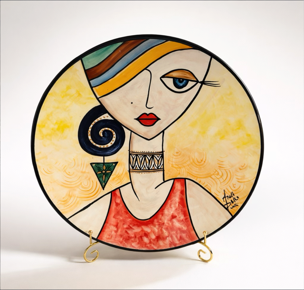 Handmade Decorative Plate – Red Clay & White Clay Finish (One of a Kind)