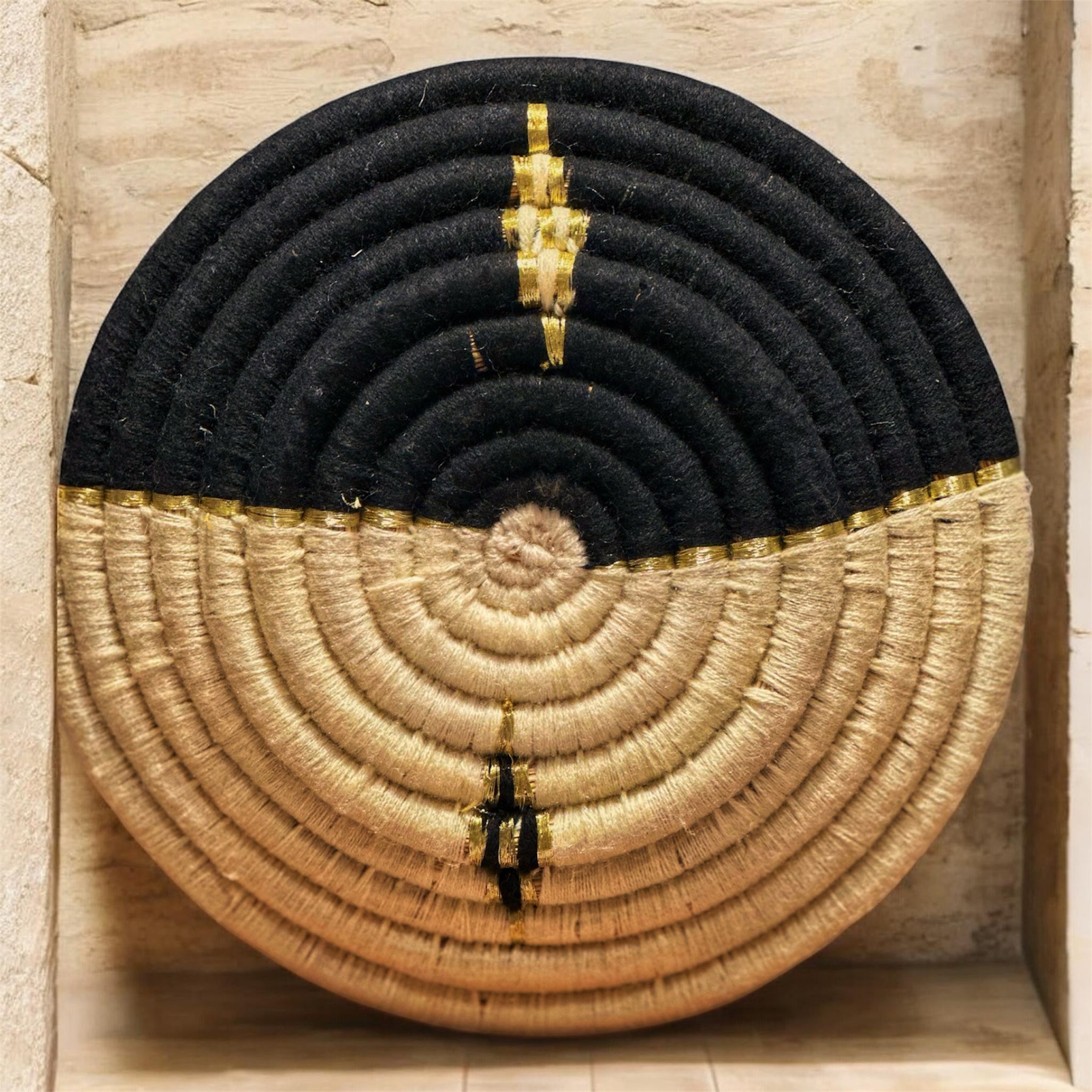 Handwoven Black & Natural Basket