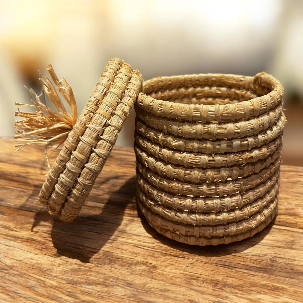 Handwoven Natural Storage Basket with Lid