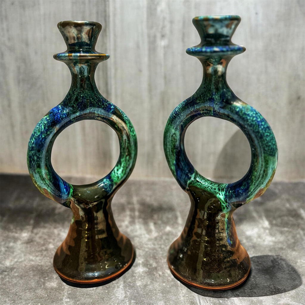 Handmade Ceramic Sculptural Candle Holders (Set of 2)